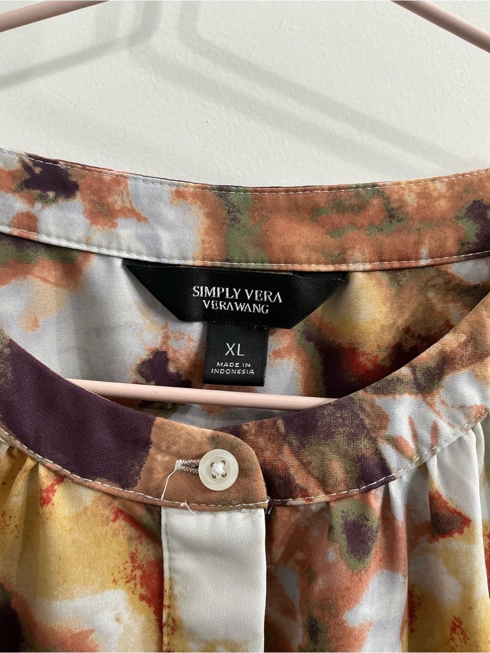 Simply VeraWang Short Sleeve Floral Print Blouse - Cream, Brown & Yellow